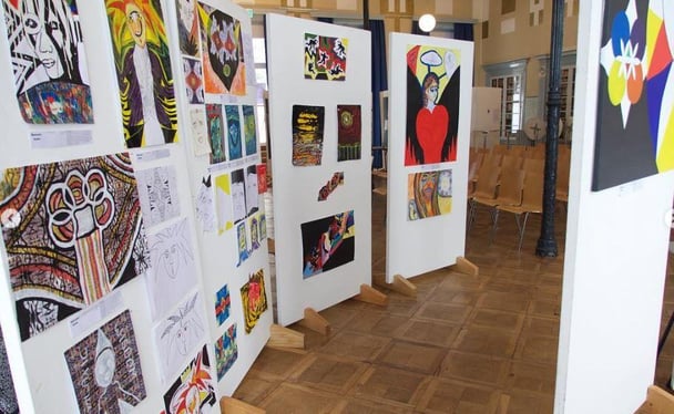 A school art exhibition.